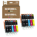 CLI571/570XL Compatible PACK 10 – COLOR + BLACK